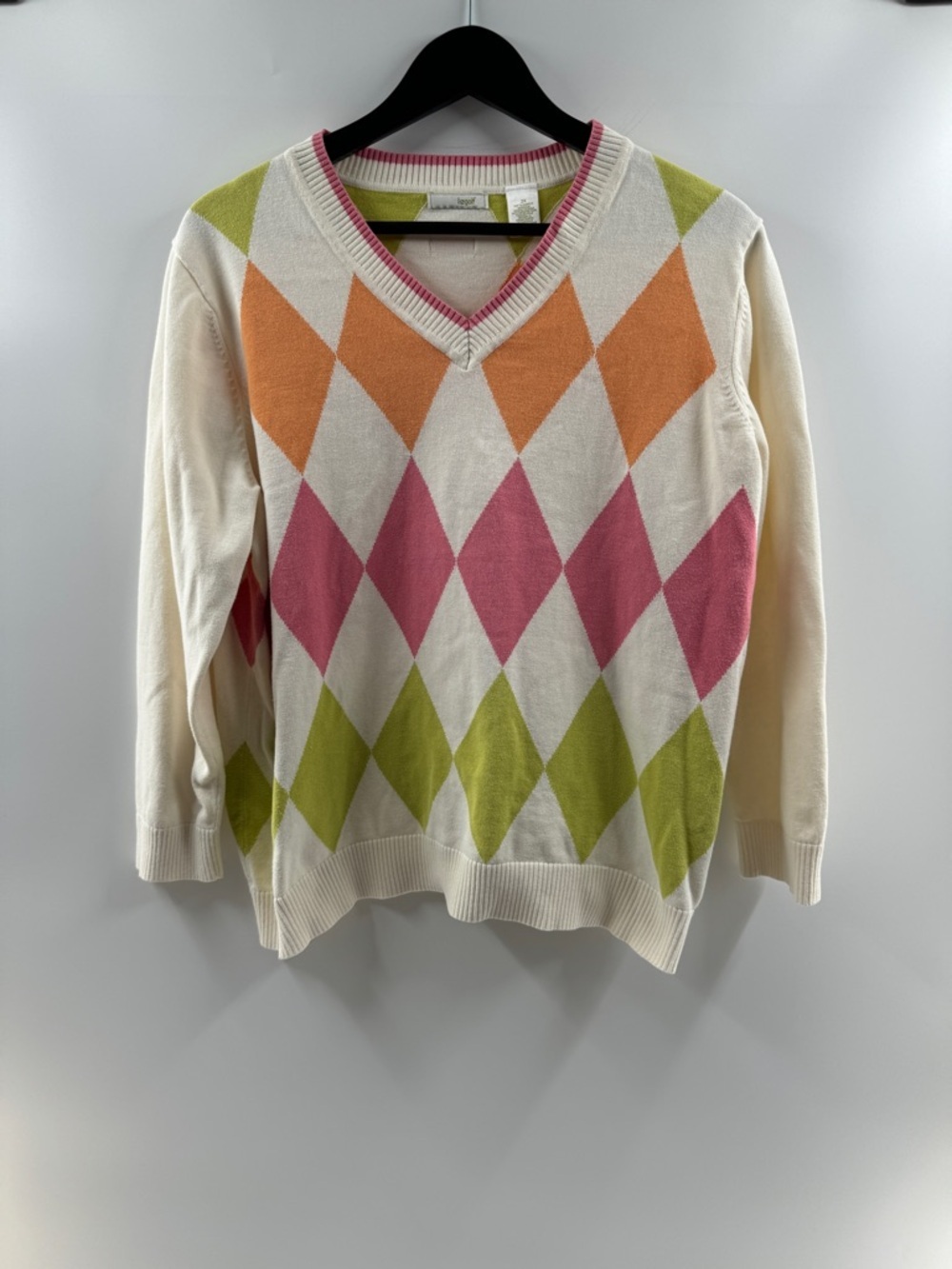 Liz Golf Argyle V-Neck Sweater – Women’s 2X